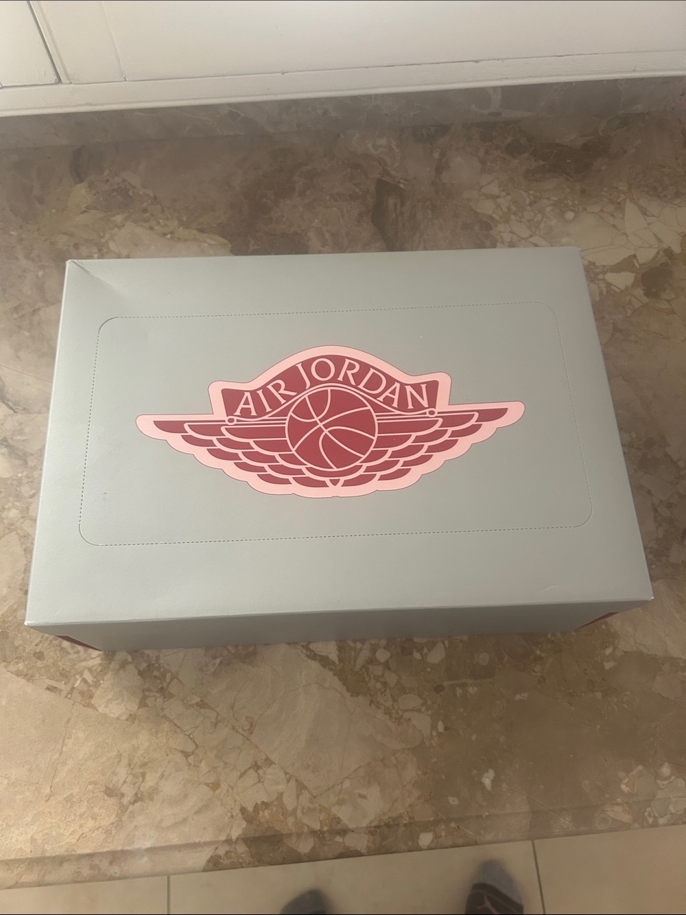 BNIB Nike Jordan BNIB Gray Shoe Box with red  Logo Accent Womens 8.5 - Picture 4 of 15